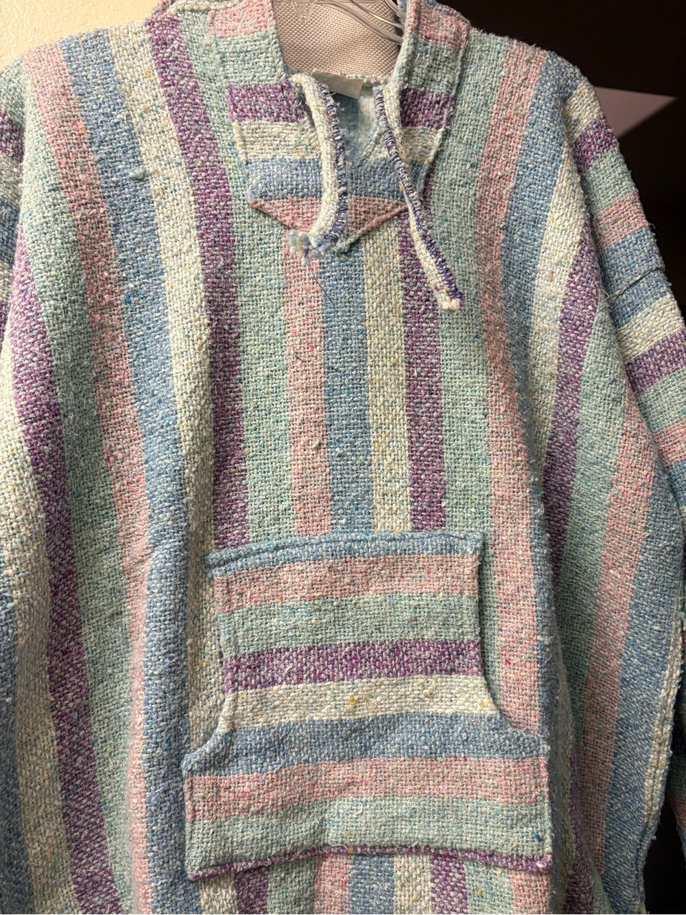 Pastel Striped Baja Hoodie Pullover - Multi Pastel - Sz L